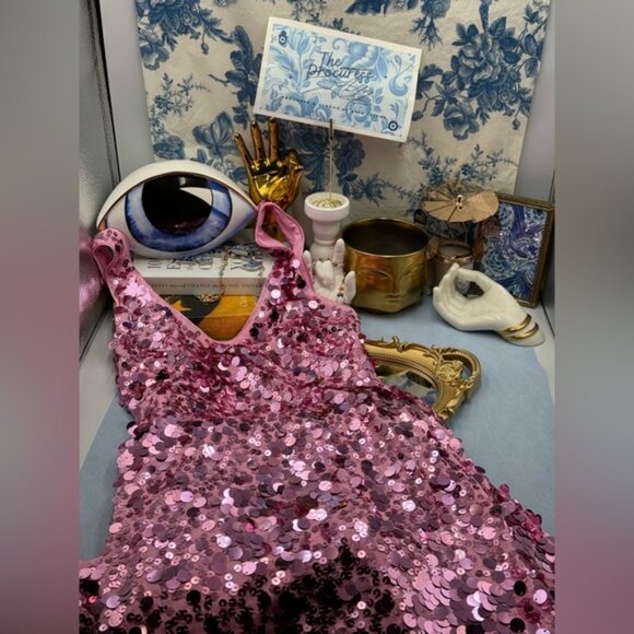 🆕 SIMKHAI 🧿 NWOT Bex Sequined Embellished Maxi Dress, Sorbet Pink- Sz US 0 - Picture 13 of 16